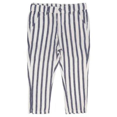 Pantalon (Bleu, Blanc) de Fagottino Coton, Lin