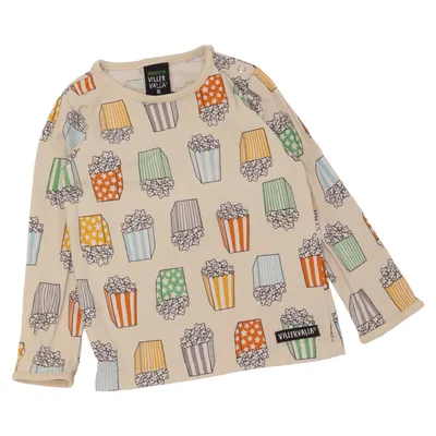 Lange mouwen shirt (Beige, Meerkleurig) van Villervalla Elastaan, Organisch katoen