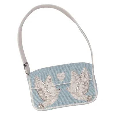 Shoulder-bag (Blue, White) from Anthropologie Cotton