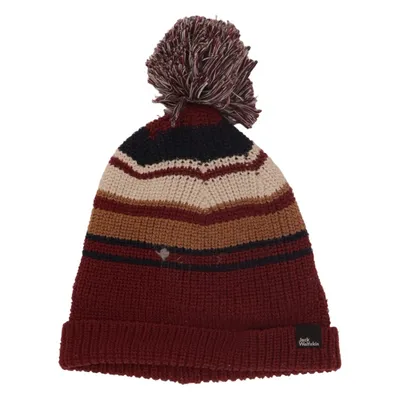 Bonnet à pompon (Rouge, Marron, Blanc) de Jack Wolfskin Élasthane, Polyester