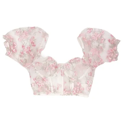 Bustier (Pink, Hvid, Sølv) fra Shein Elastan, Polyester