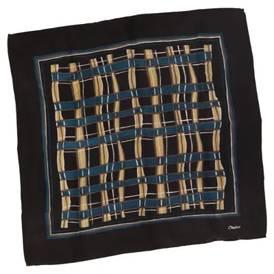 Zakdoek (Zwart, Blauw, Beige) van Chaloc Zijde