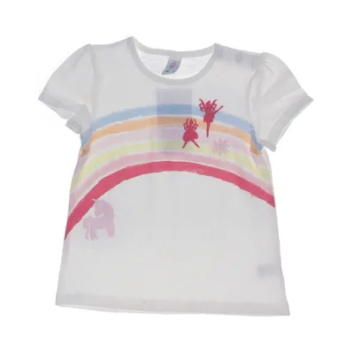 T-shirt (Vit, Flerfärgad) från Topomini Elastan, Ekologisk bomull