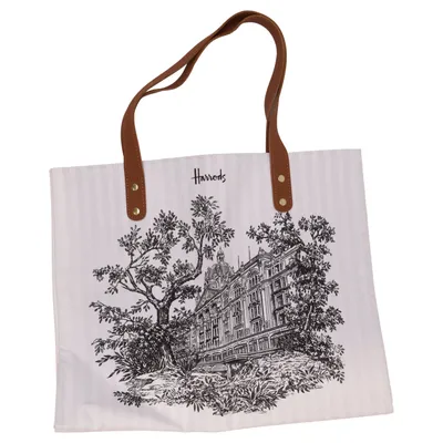 Handväska (Vit, Svart, Brun) från Harrods Skinn, Återvunnen bomull