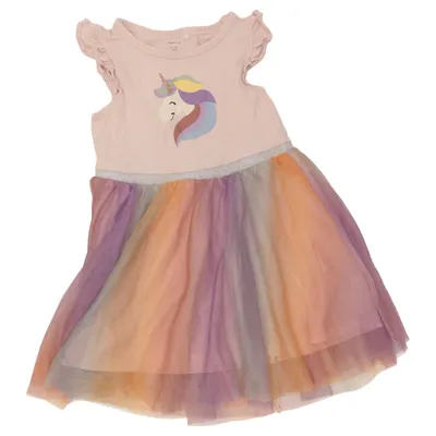 Dress (Pink, Multicolored) from Name It Elastane, Organic cotton, Polyester