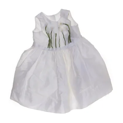 Dress (White, Green) from Monnalisa Cotton, Elastane, Polyamide