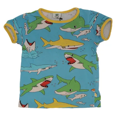 T-shirt (Blå, Flerfärgad) från Småfolk Elastan, Ekologisk bomull