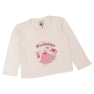 Langærmet t-shirt (Hvid, Pink) fra Kikstar Bomuld