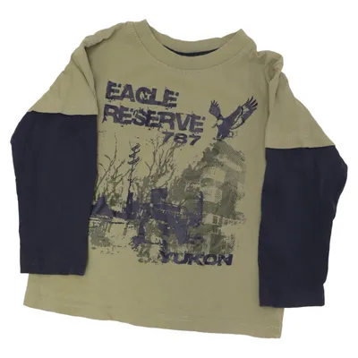 Langærmet t-shirt (Grøn, Blå) fra NKD Bomuld
