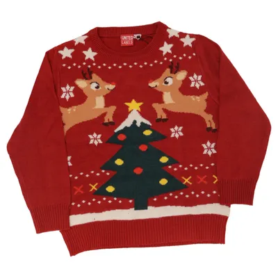 Weihnachtspullover (Rot, Mehrfarbig) von United Labels Acryl