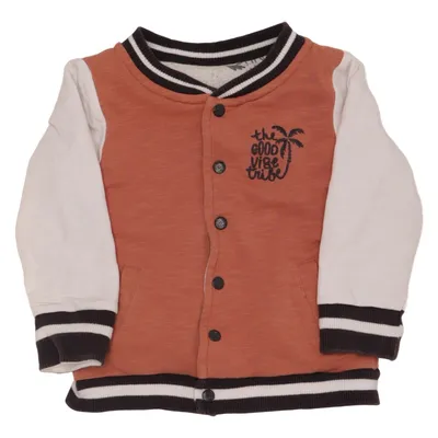 Collegejacke (Rot, Weiß) von Fleece Elasthan, Bio-Baumwolle, Polyester