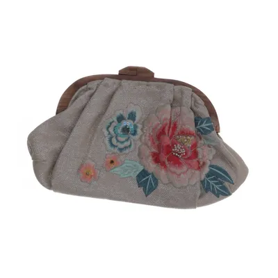 Clutch bag (Beige, Multicolored) from Accessorize Cotton, Metallic fiber