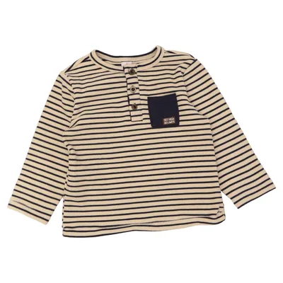 Henley shirt (Beige, Blauw) van Topomini Elastaan, Polyester