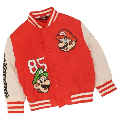 Collegejacka (Röd, Vit, Flerfärgad) från Super Mario Elastan, Polyester
