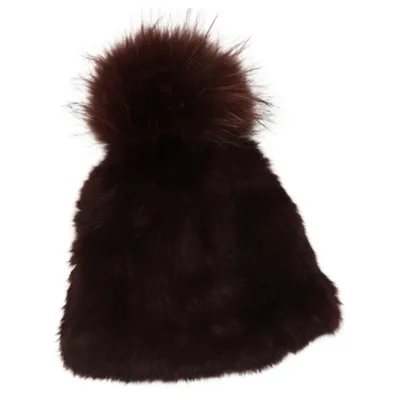 Pompon muts (Bruin) van Yves Salomon Konijnenbont
