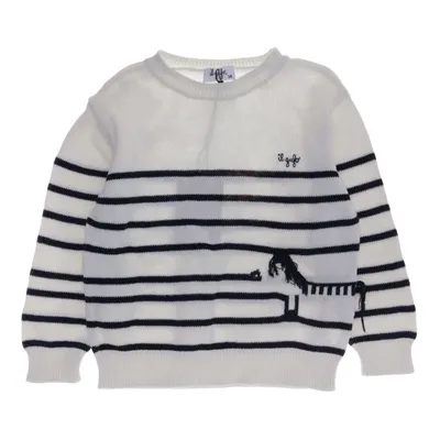 Pull-over (Blanc, Bleu) de Il Gufo Coton