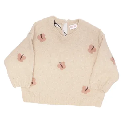 Tröja (Beige, Rosa) från Zara Akryl, Bomull, Elastan, Polyamid, Ull