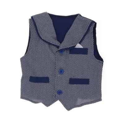 Kostymväst (Blå, Vit) Bomull, Elastan