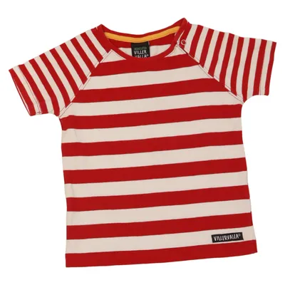 T-shirt (Red, White) from Villervalla Elastane, Organic cotton