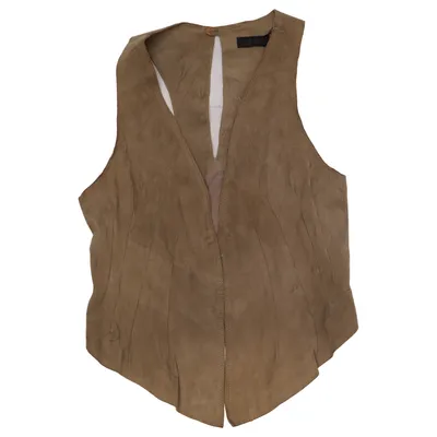 Gilet en cuir (Marron) de Kaxs by KappAhl Coton, Cuir