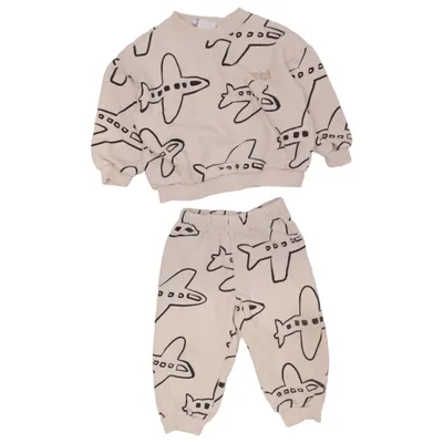 Loungewear (Beige, Zwart) van Zara Katoen, Elastaan