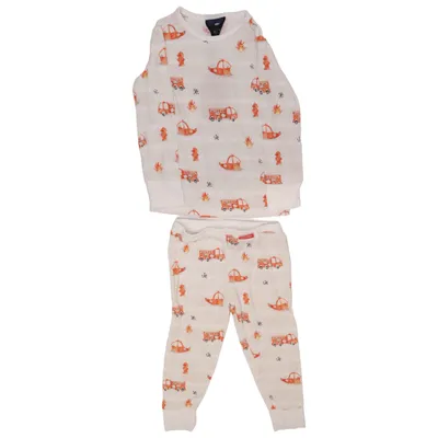 Pyjamas (Vit, Orange) från Zipster Bambu, Elastan