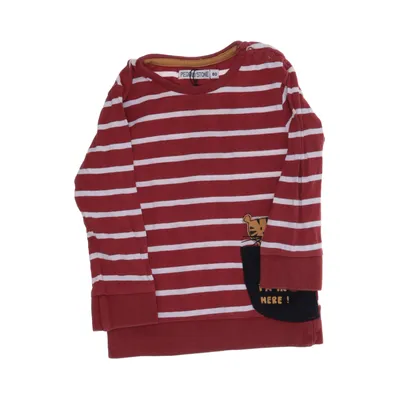 Långärmad t-shirt (Röd, Vit) från Pebble Stone Bomull, Elastan