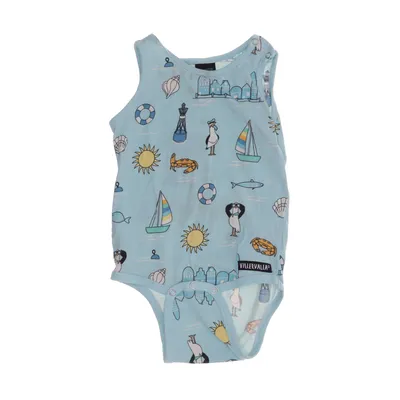 Body (Blå, Flerfärgad) från Villervalla Elastan, Ekologisk bomull