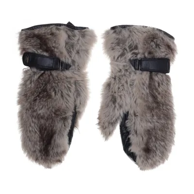 Fur mittens (Gray, Black) from Barts Faux fur, Leather, Polyester