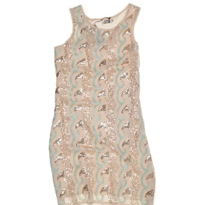 Cocktailklänning (Beige, Guldfärgad, Blå, Flerfärgad, Turkos, Petrol, Silverfärgad) från Holly Bracken Elastan, Polyester