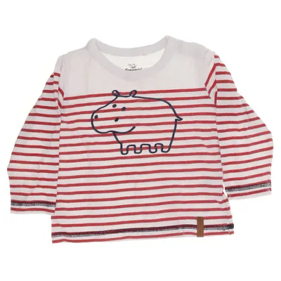 Långärmad t-shirt (Vit, Röd) från Topomini Bomull, Elastan