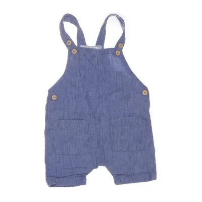 Dungaree shorts (Blue) from H&M Linen, Cotton