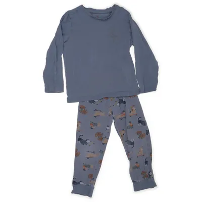 Pyjama (Blauw, Meerkleurig) van Hema Katoen, Elastaan