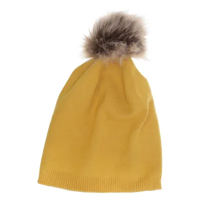 Pompon muts (Geel) van Liberty Acryl, Polyamide, Viscose