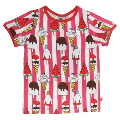 T-shirt (Röd, Vit, Flerfärgad) från Småfolk Bomull, Elastan