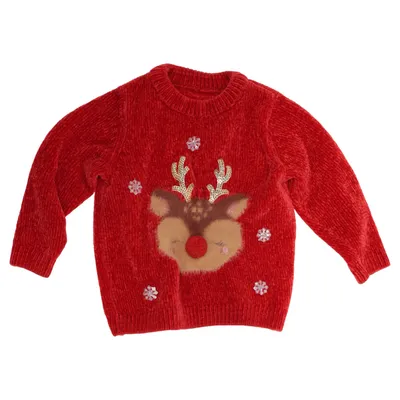 Julesweater (Rød, Brun) fra Happy Girls Club Akryl, Polyamid, Polyester
