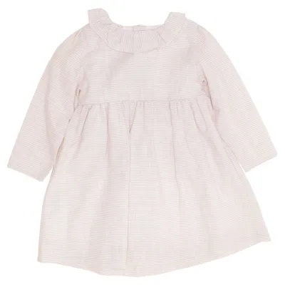 Dress (Beige, White) from Mango Cotton, Linen, Polyester