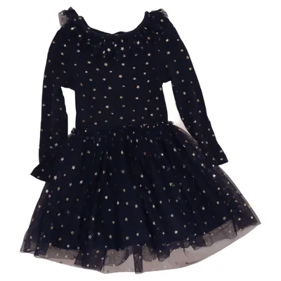 Jurk (Blauw, Goud) van Mini Boden Katoen, Elastaan, Polyester
