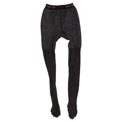 Tights (Black, Silver) from Melton Cotton, Elastane, Metallic fiber, Polyamide