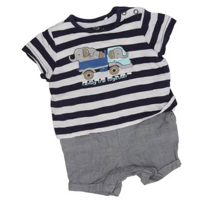 Barboteuse (Bleu, Blanc, Gris) de Topomini Coton