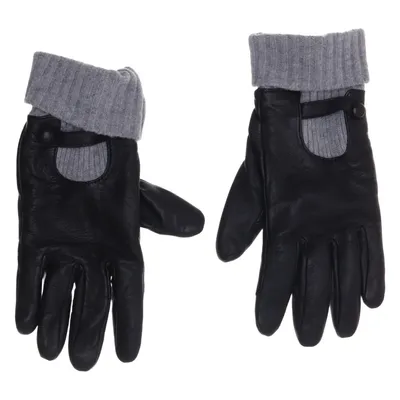Leather gloves (Black, Gray) from Roeckl Leather, Polyamide, Wool