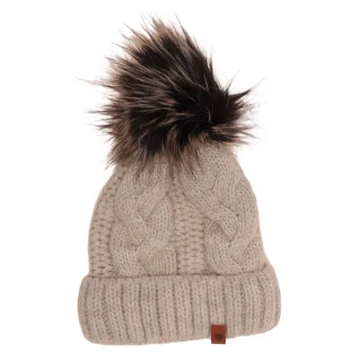 Pompon muts (Beige) van Lovely Acryl, Wol