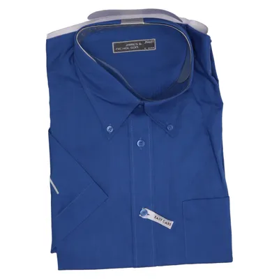 Short sleeve shirt (Blue) from James & Nicholson Cotton, Polyester