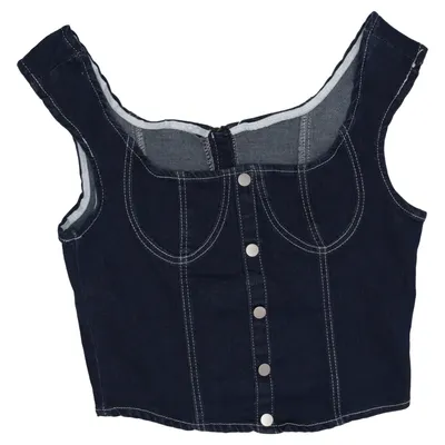 Bustier (Blå) fra Forever 21 Bomuld, Elastan, Polyester, Viscose