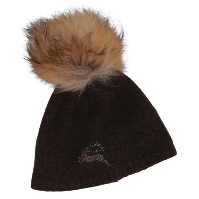 Bonnet à pompon (Gris, Marron) de Steffner Polyester, Laine
