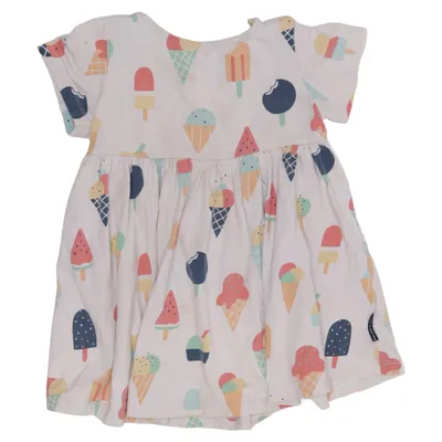 Dress (White, Multicolored) from Polarn O. Pyret Elastane, Organic cotton