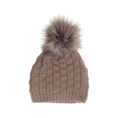 Bonnet à pompon (Beige) de Pom Pom Acrylique, Polyamide