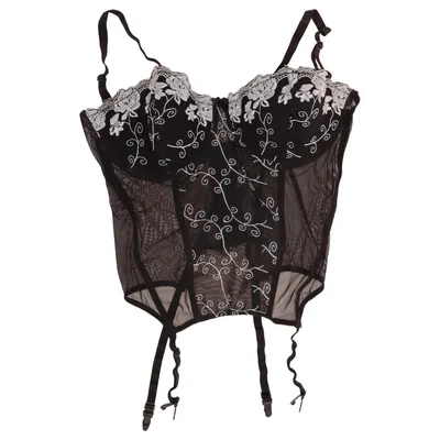 Bustier (Svart, Vit) från Cottelli Collection Elastan, Polyamid, Viskos