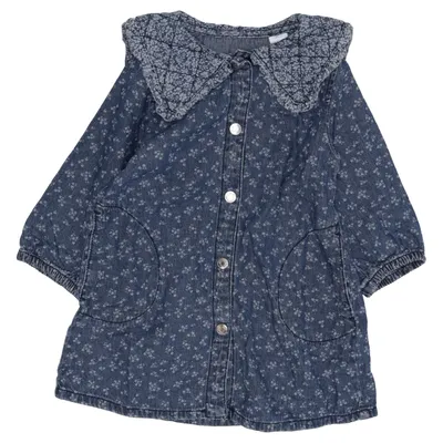 Denim dress (Blue, White) from Zara Cotton