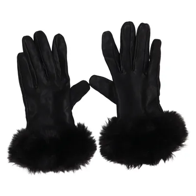 Leather gloves (Black) from Atmosphere Acrylic, Leather, Polyester